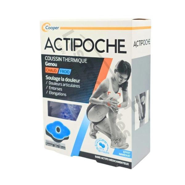 Actipoche Coussin Thermique en Microbilles pour Genou - 20 x 30cm - Soulagement ciblé à chaud ou à froid