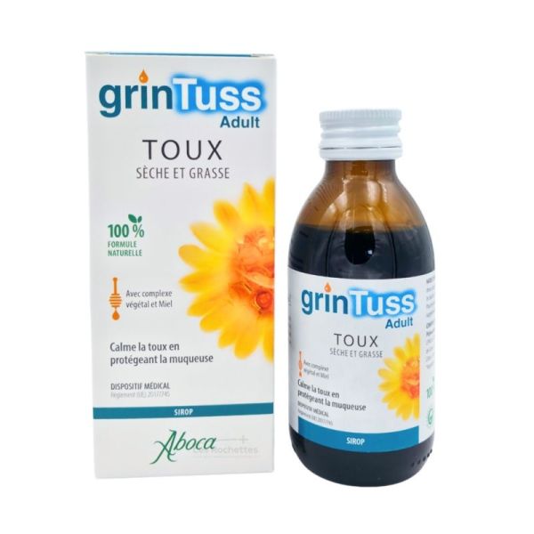 Aboca Grintuss Adult Sirop 180 g - Calme la toux et protège la muqueuse