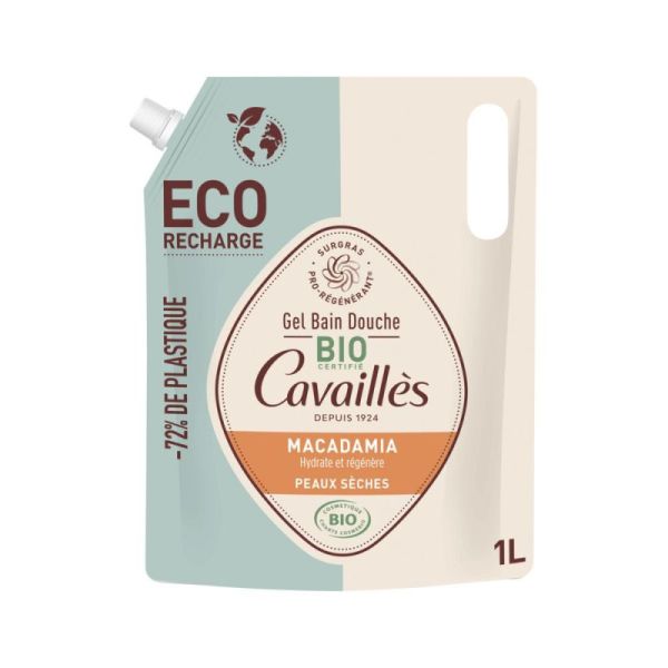 Rogé Cavaillès Gel Bain Douche Peaux Sèches Macadamia Bio Éco-Recharge 1 L