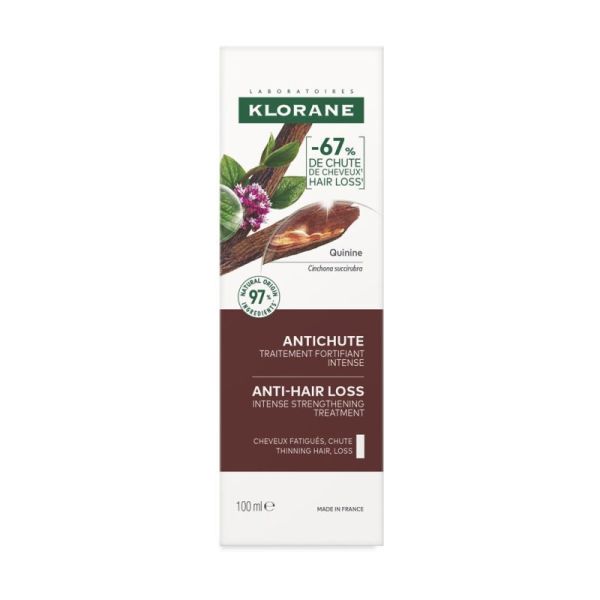 Klorane Antichute Traitement Fortifiant Intense à la Quinine - 100ml - Freine la Chute des Cheveux