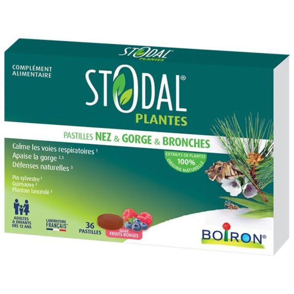 Boiron Stodal Plantes® Pastilles Nez, Gorge & Bronches Fruits Rouges - 36 Pastilles