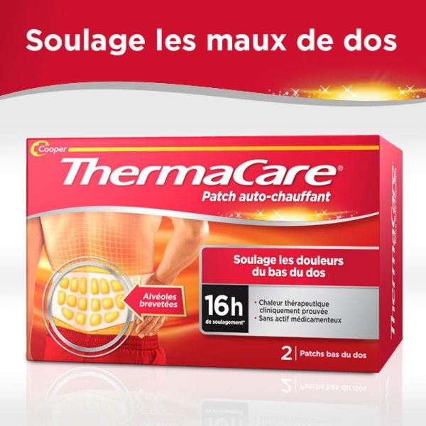 Thermacare Patch Auto-Chauffant Bas du Dos - 2 Patchs - Soulage les douleurs du bas du dos et des lombaires