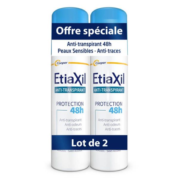 Etiaxil Anti-transpirant Protection 48h Peaux Sensibles Aérosol - Lot de 2 x 150ml