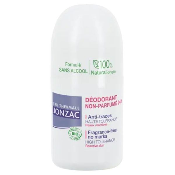 Eau Thermale Jonzac Déodorant Non Parfumé 24H Haute Tolérance Bio - 50ml - Protège, purifie et respecte les peaux réactives