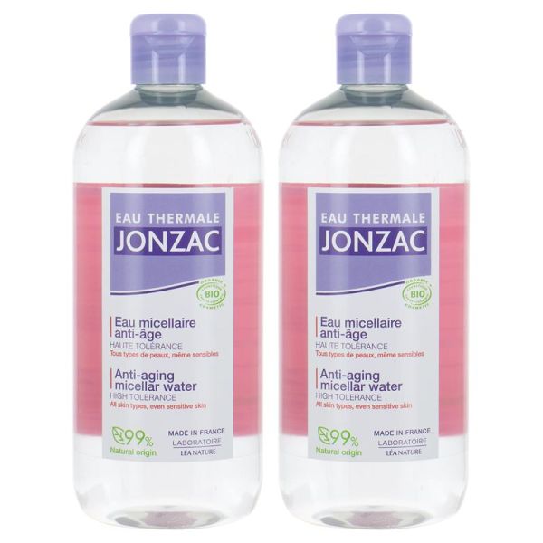 Eau Thermale Jonzac Sublimactive Eau Micellaire Anti-Âge Bio - 2x500ml - Nettoie, démaquille et lisse la peau