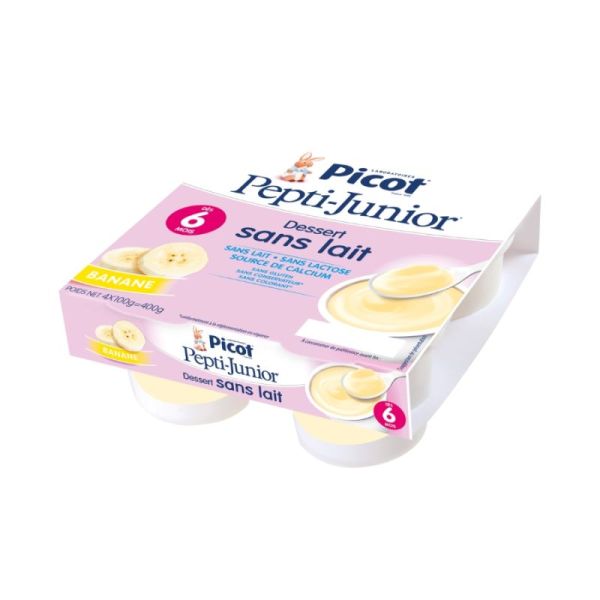 Picot Pepti Junior Dessert Bébé Sans Lait Banane - 4 pots