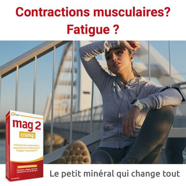 Mag2 Cramp Nouvelle Formule - 30 Comprimés - Réduit les contractions et la fatigue musculaire