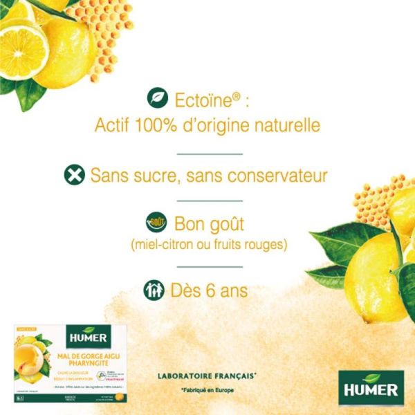 20 pastilles mal de gorge aigu pharyngite miel citron