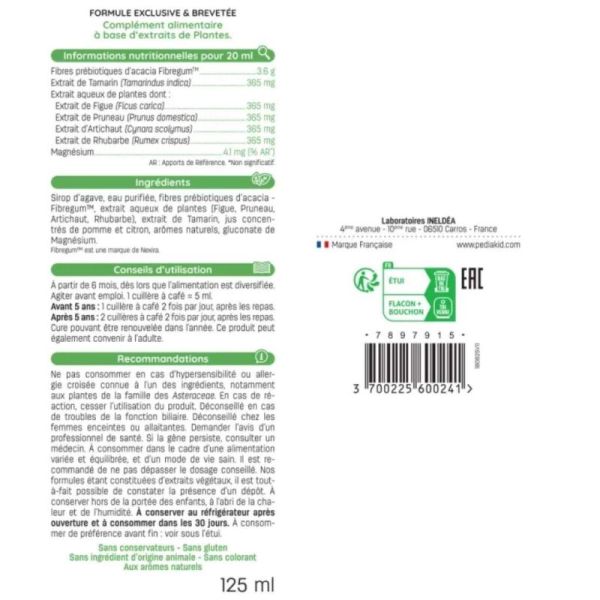 Pédiakid Sirop Transit Doux 125 ml – Réguler le transit et le confort intestinal