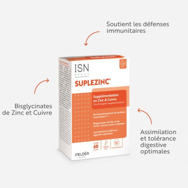 Ineldea Suplezinc - 60 gélules - Soutient l’immunité et aide à réduire la fatigue