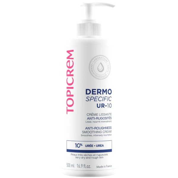 Topicrem DERMO SPECIFIC UR-10 Crème Lissante Anti-Rugosités 500ml – Soin réparateur squames