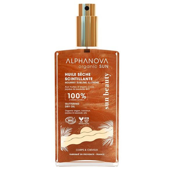 Alphanova Huile Sèche Scintillante - 100ml - Illumine, nourrit et sublime la peau