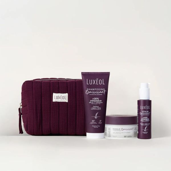 Luxéol Protocole Épaississant Coup de Cœur - Shampooing 200ml + Masque 200ml + Sérum 100ml + Trousse OFFERTE