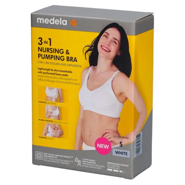 Medela Soutien-gorge de Grossesse et d'Allaitement - 3 en 1 - Blanc - Taille S - 1 pièce