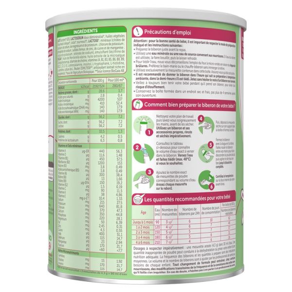 Guigoz Bio Lait 1er Âge Dès la Naissance Jusqu'à 6 Mois 800g – Nutrition bio et DHA