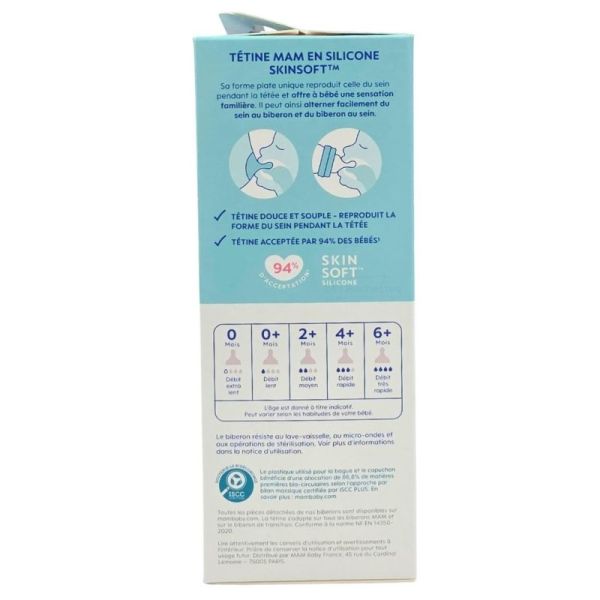 MAM Biberon Verre 260ml - Hygiénique, résistant aux variations de température et tétine ultra-douce