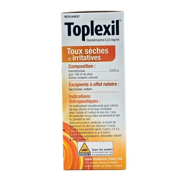 Toplexil Sirop 150ml - Oxomémazine - Antitussif - Toux sèche