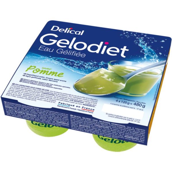 Delical Gelodiet Eau Gélifiée Pomme Verte 4x120g – Hydratation et déglutition
