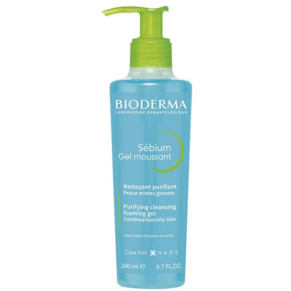 Bioderma Sébium Gel Moussant Nettoyant Purifiant Peaux Mixtes à Grasses - 200ml