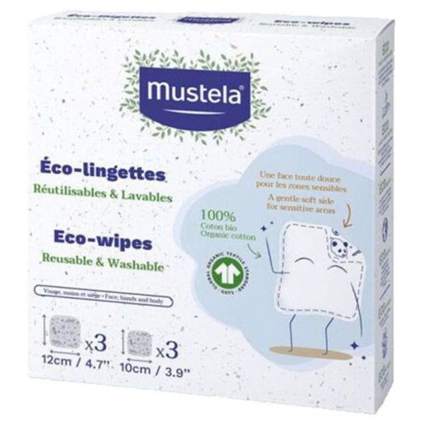 Mustela Éco-Lingettes Recharge - 6 Lingettes - Lingettes lavables en coton bio