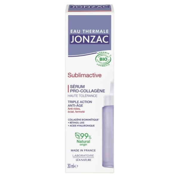Jonzac Sublimactive Sérum Pro-Collagène 30 ml Bio - Triple action rides, éclat et fermeté