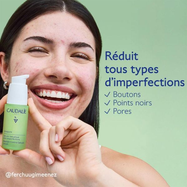 Caudalie Vinopure Sérum à l'Acide Salicylique Anti-imperfections 30ml – Pureté et fraîcheur