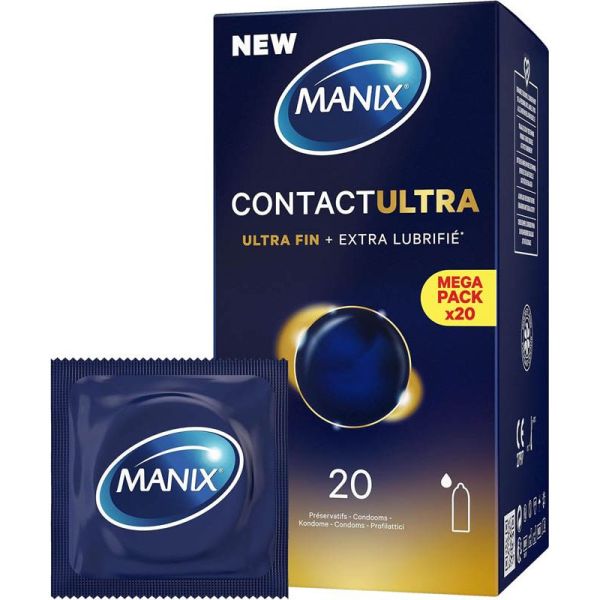 Manix Contact Préservatifs Ultra-Fin + Extra Lubrifié - 20 préservatifs