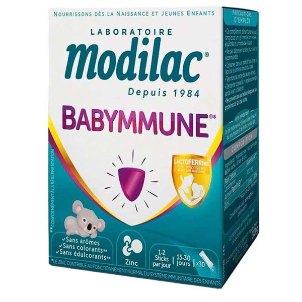 Modilac Babymmune - Dès la Naissance - Aide à Renforcer les Défenses Immunitaires des Bébés - 30 sticks