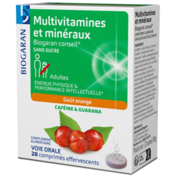 Biogaran Multivitamines et Minéraux 20 comprimés effervescents – Énergie et vitalité