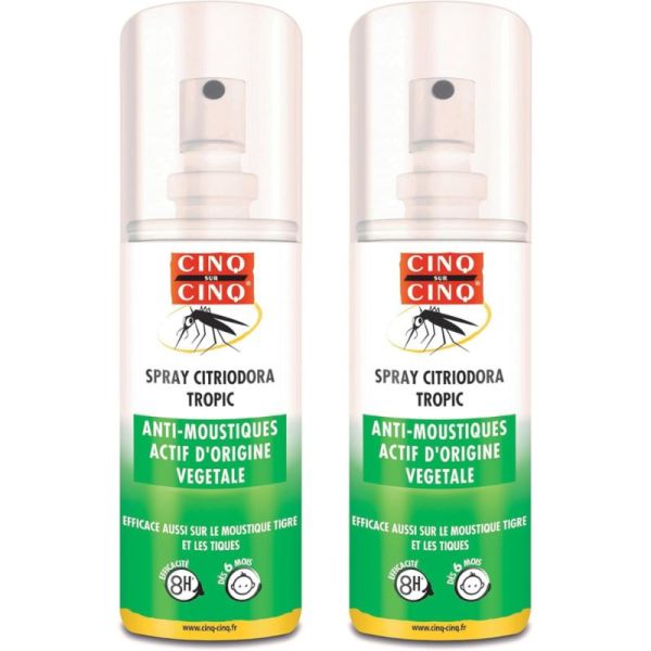 Cinq sur Cinq Spray Citriodora Tropic Répulsif Anti-Moustiques - Lot de 2 x 100 ml