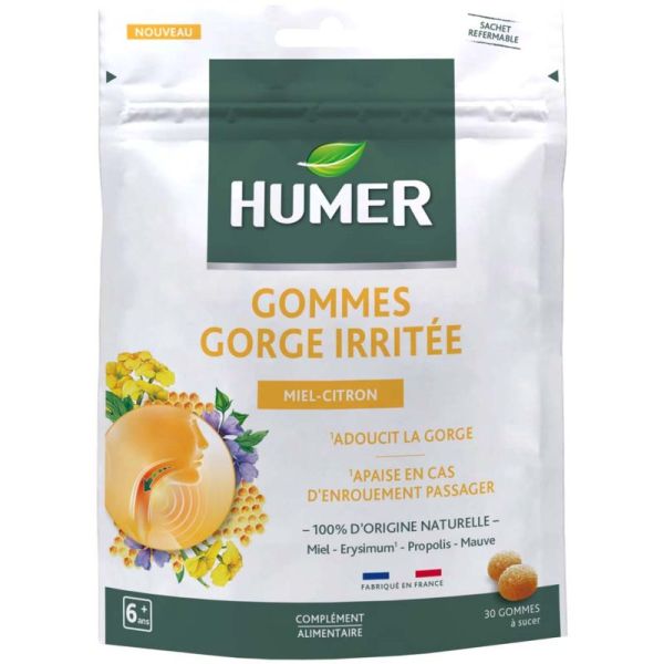 Humer Gommes Gorge Sensible Arôme Citron - 30 Gommes