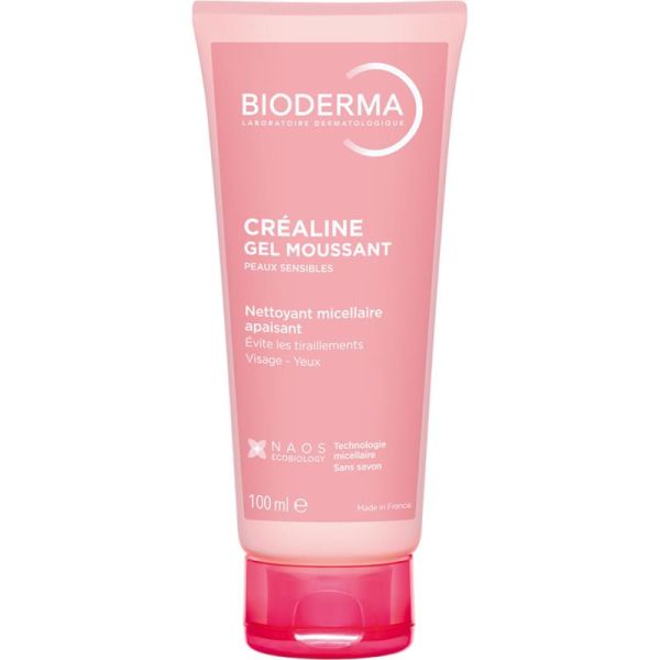 Bioderma Créaline Gel Moussant 100 ml – Gel nettoyant micellaire apaisant et hydratant peaux sensibles