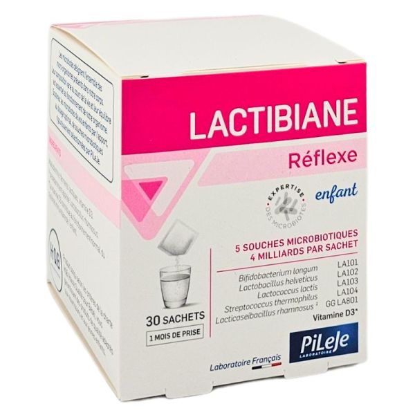 Pileje Lactibiane Réflexe Enfant - 30 Sachets - Équilibre digestif et soutien immunitaire des enfants