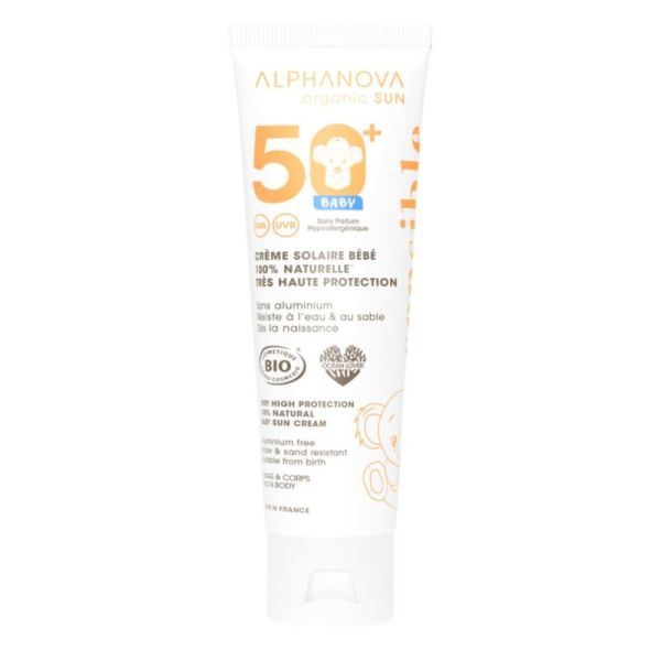 Alphanova Organic Sun Crème Solaire Bébé SPF50 Bio Protection Maximale - 50g