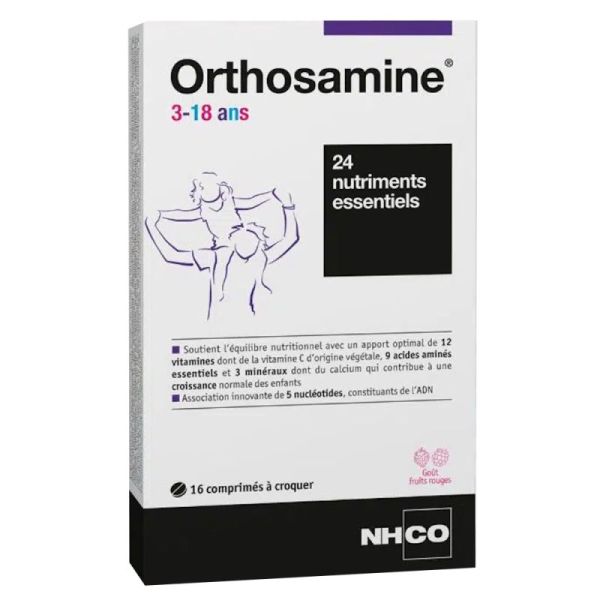 NHCO Orthosamine 3-18 ans - 16 comprimés - Soutien complet pour la croissance, l’énergie et l’immunité
