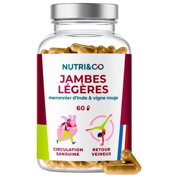 Nutri&Co Jambes Légères - 60 gélules - Circulation veineuse et confort des jambes