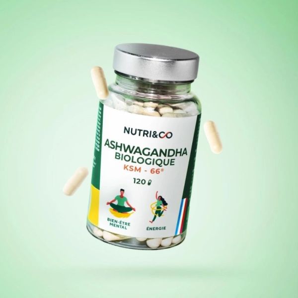 Nutri&Co Ashwagandha Bio - 120 Gélules - Bien-être mental et Energie