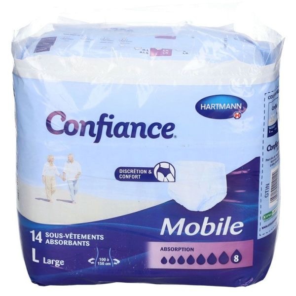 Confiance Mobile Protections Absorbantes 8 Gouttes - Taille L - 14 Pièces