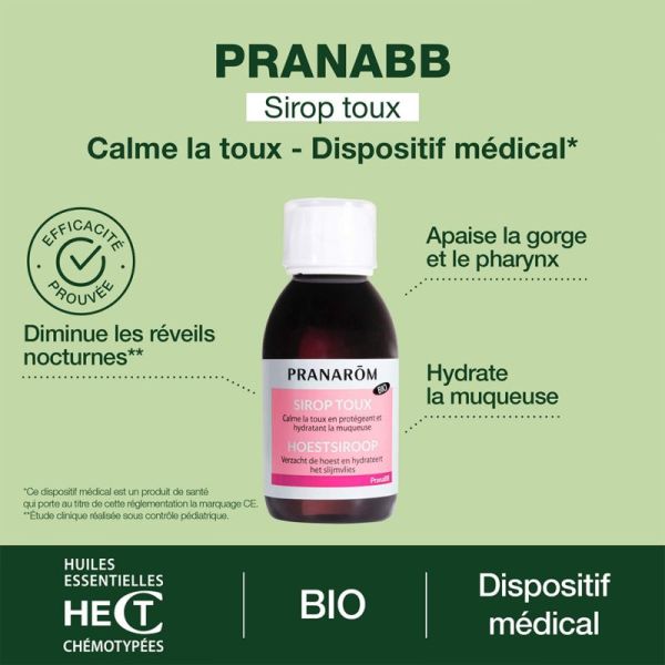 Pranarôm PranaBB Sirop Toux Bio 120ml – Confort respiratoire et sommeil