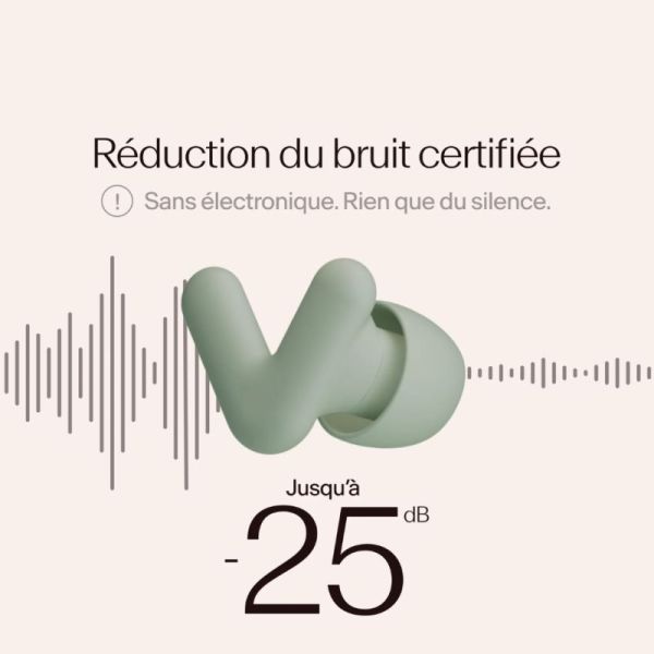 Alpine Silence Green Paire de bouchons d'oreille - Calme ultime pour la concentration, le sommeil et les voyages