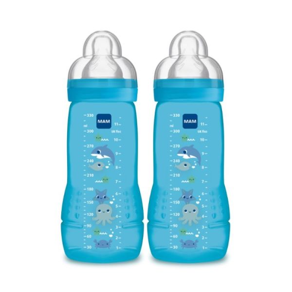 MAM Easy Active 2 Biberons Bleu 6 mois et plus - 330ml