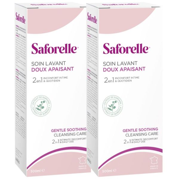Saforelle Soin Lavant Doux Apaisant 2x500 ml - Gel lavant intime doux pour peaux sensibles