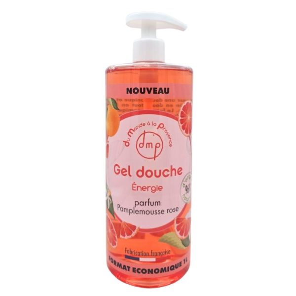 Du Monde à la Provence Gel Douche Énergie Parfum Pamplemousse Rose 1L - Nettoyage doux et douche tonique pour toute la famille
