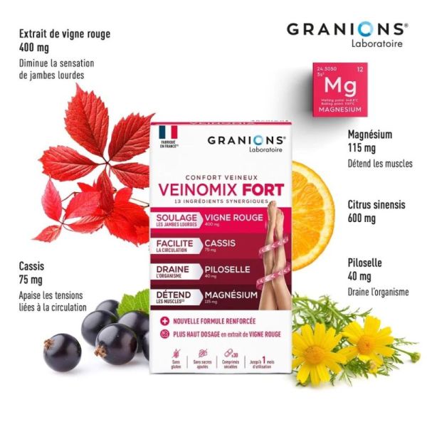Granions Veinomix - Confort et Légèreté des Jambes - 30 comprimés