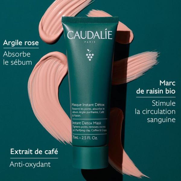 Caudalie Vinergetic C+ Masque Instant Detox - 35ml - Purifie, resserre les pores et ravive l’éclat