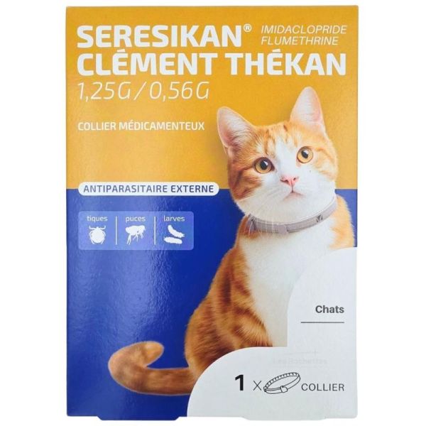 Clément Thékan Seresikan Collier médicamenteux Chats - Traitement et prévention des infestations par les puces et les tiques
