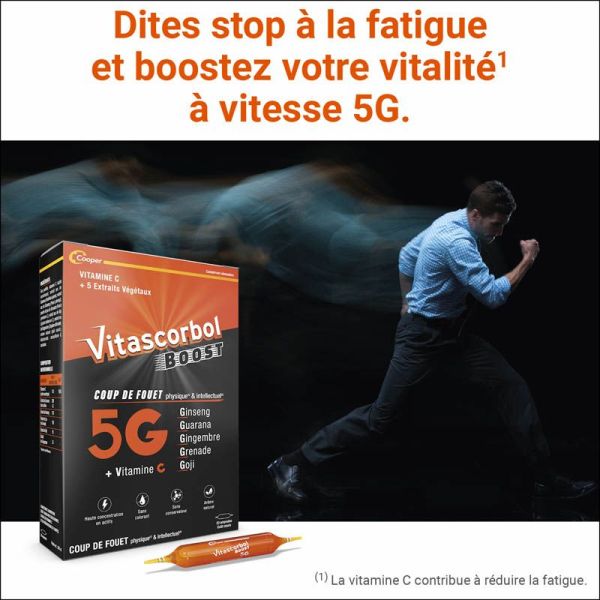 Vitascorbol Boost 5G - 20 Ampoules - Vitalité Intense et Coup de Fouet Immédiat