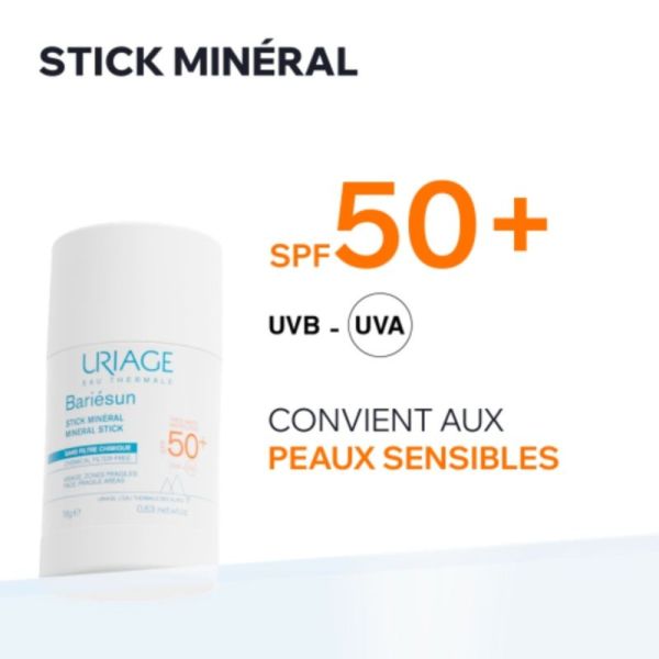 Uriage Bariésun Stick Minéral SPF50+ - 18g - Peaux sensibles et intolérantes