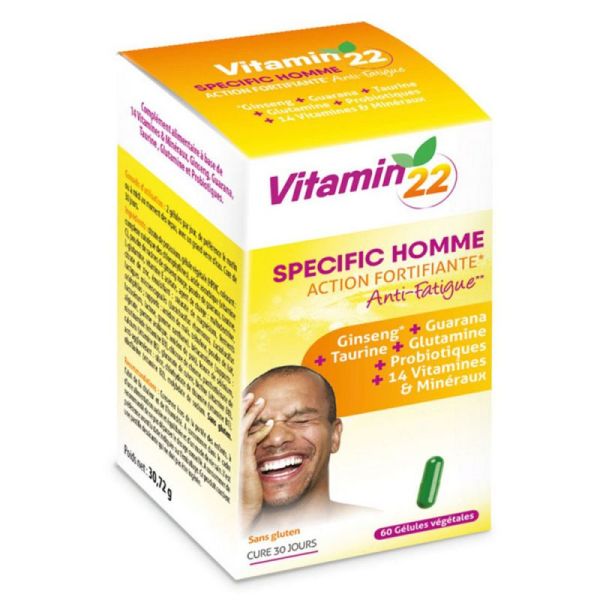 Ineldéa VITAMIN'22 Specific Homme - 60 Gélules - Vitalité, Immunité & Anti-Fatigue
