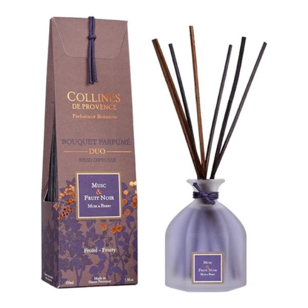 Collines de Provence Bouquet Parfumé Musc & Fruit Noir 100ml – parfum d’intérieur sensuel et gourmand
